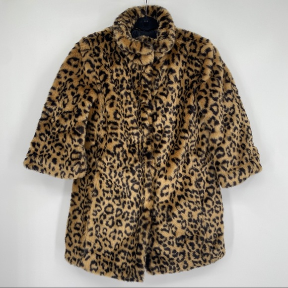 Forever 21 Faux Fur Leopard Button Teddy Jacket
